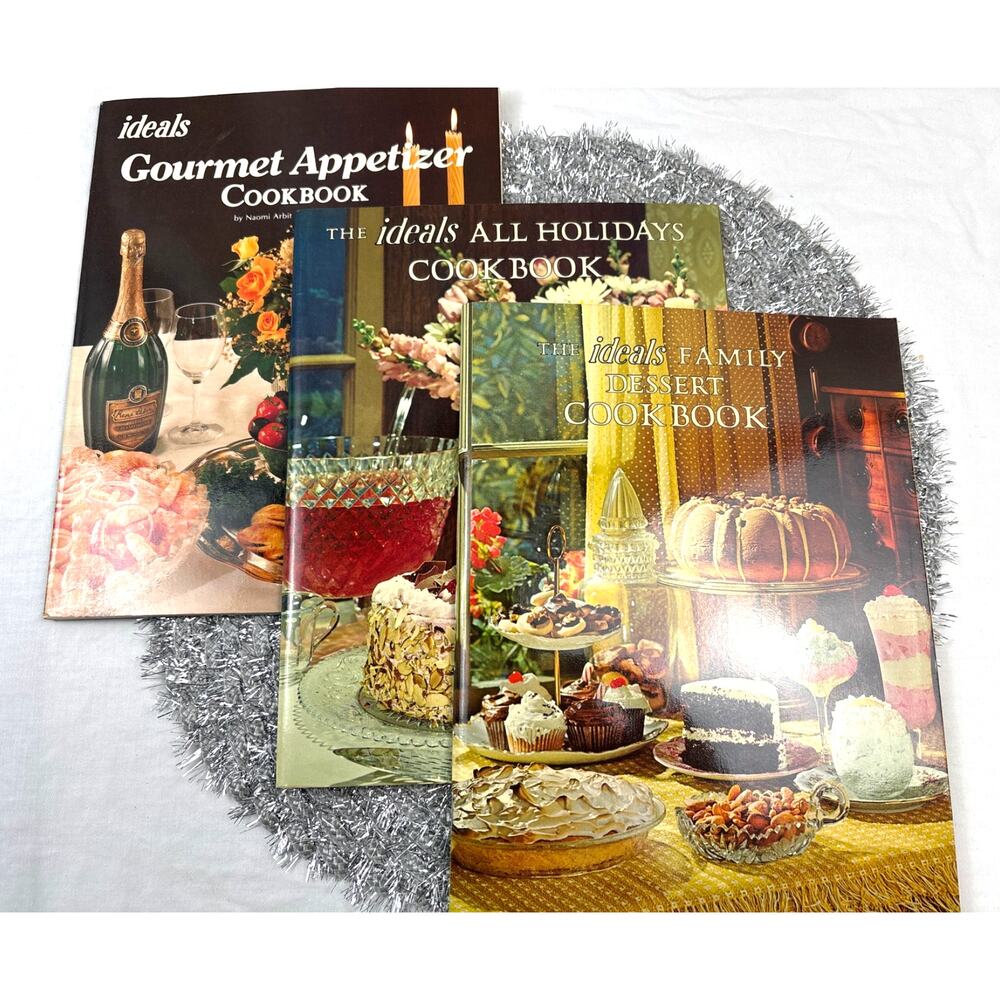 1970s Ideals Cookbooks Lot (3) All Holidays, Gourmet Appetizer, Dessert Cookbook